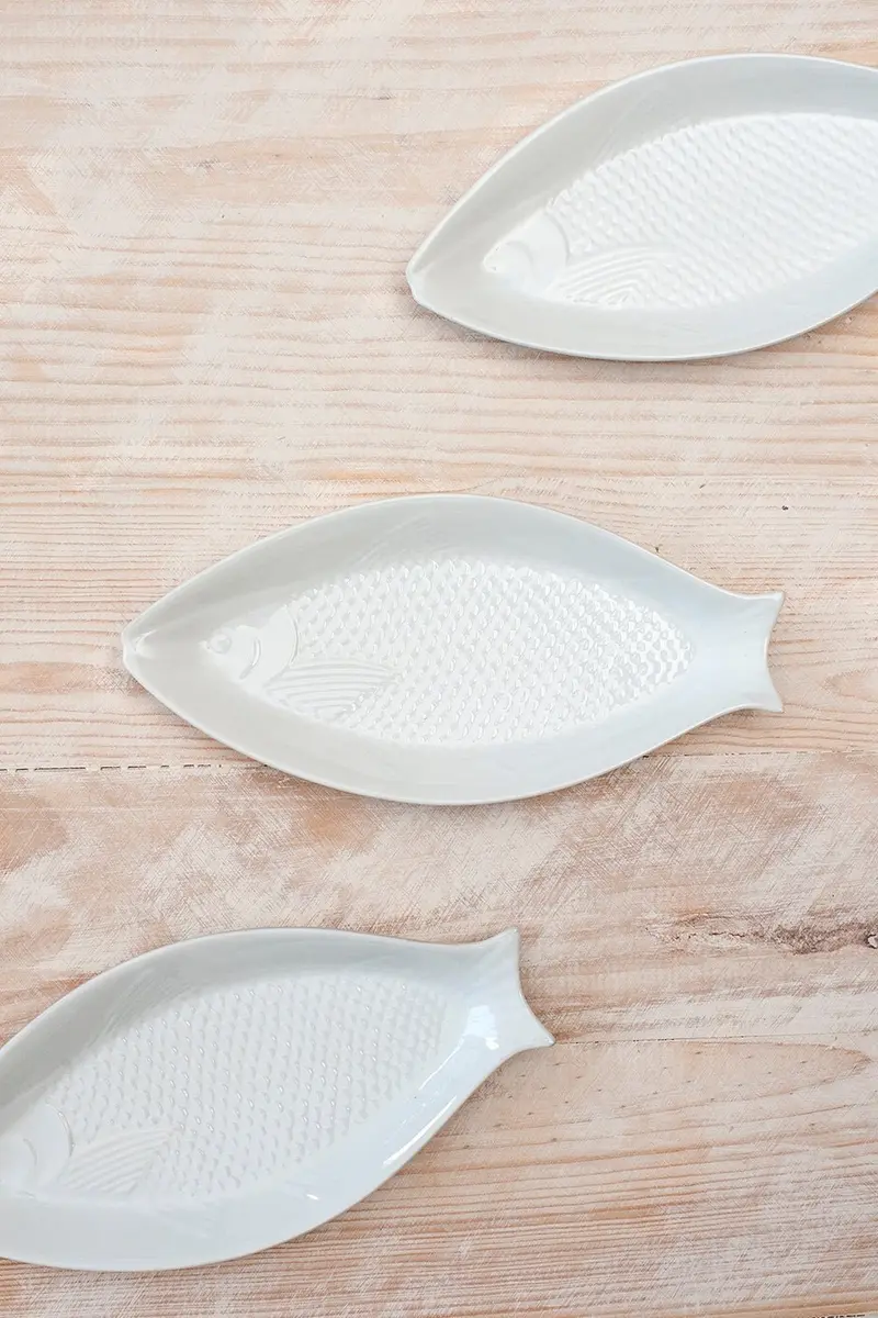 Plato Pez Cerámica Blanco