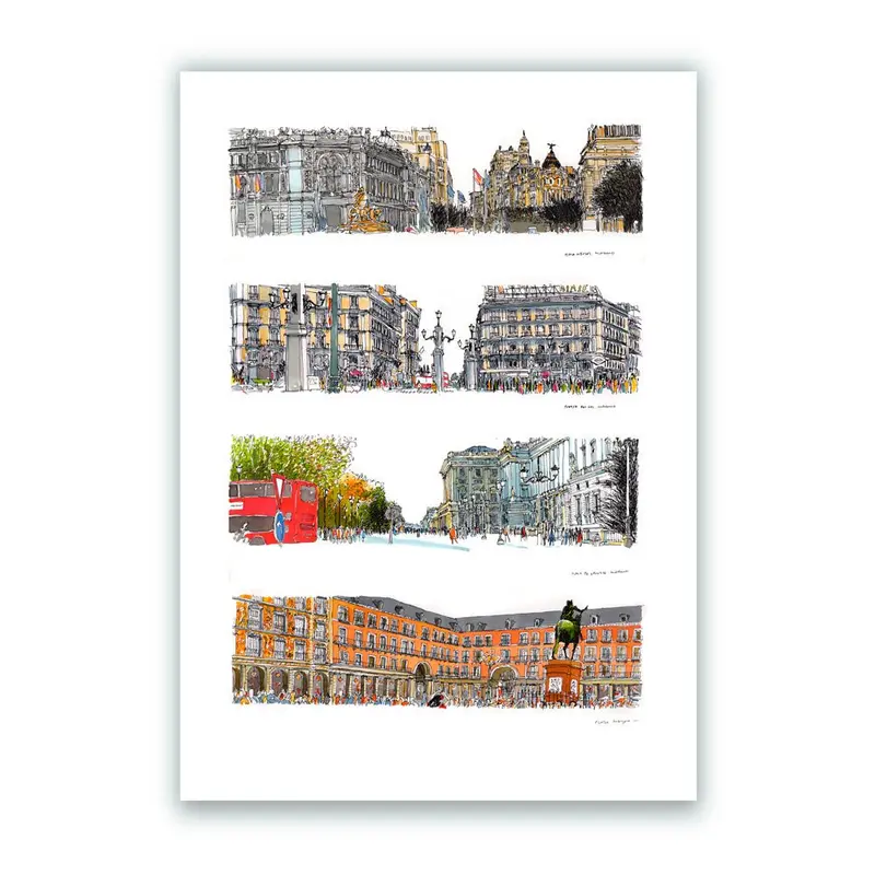 Plazas de Madrid Impresión Giclée