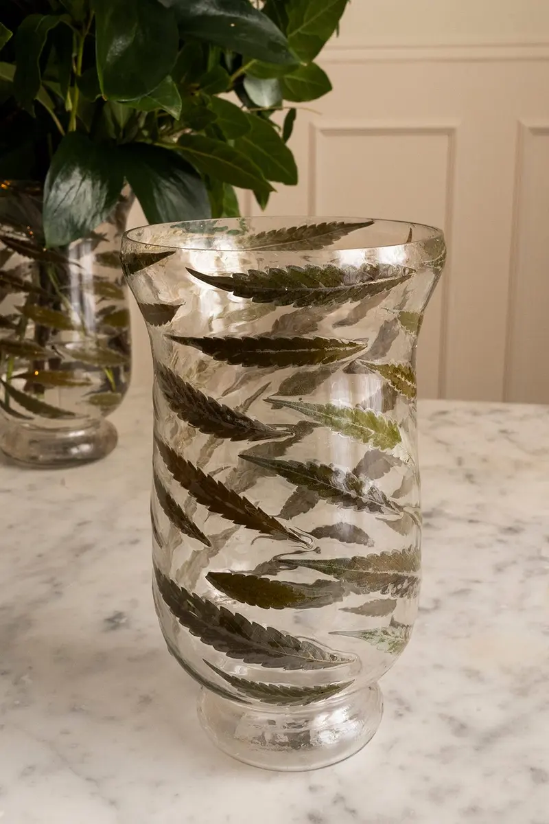 Portavela Cristal Hojas Otoño Con Base