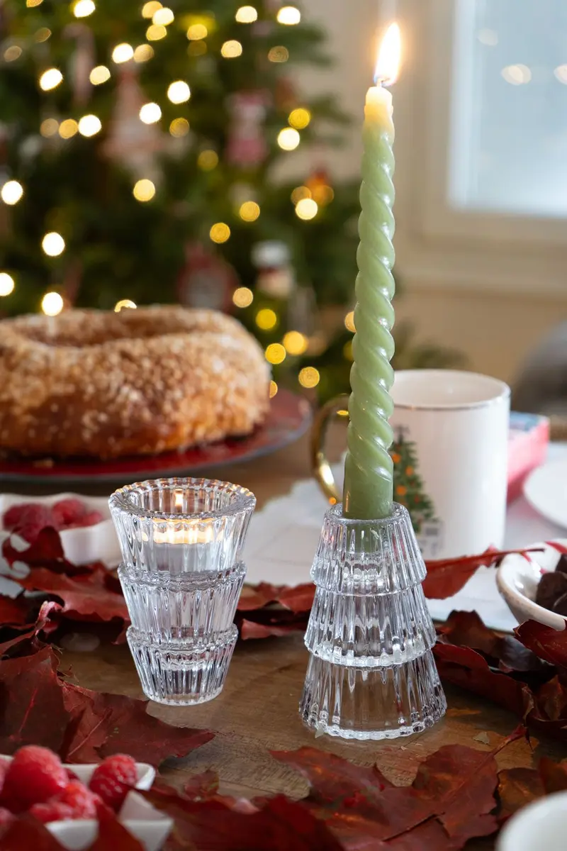 Portavelas De Cristal Con Diseño De Árbol Transparente