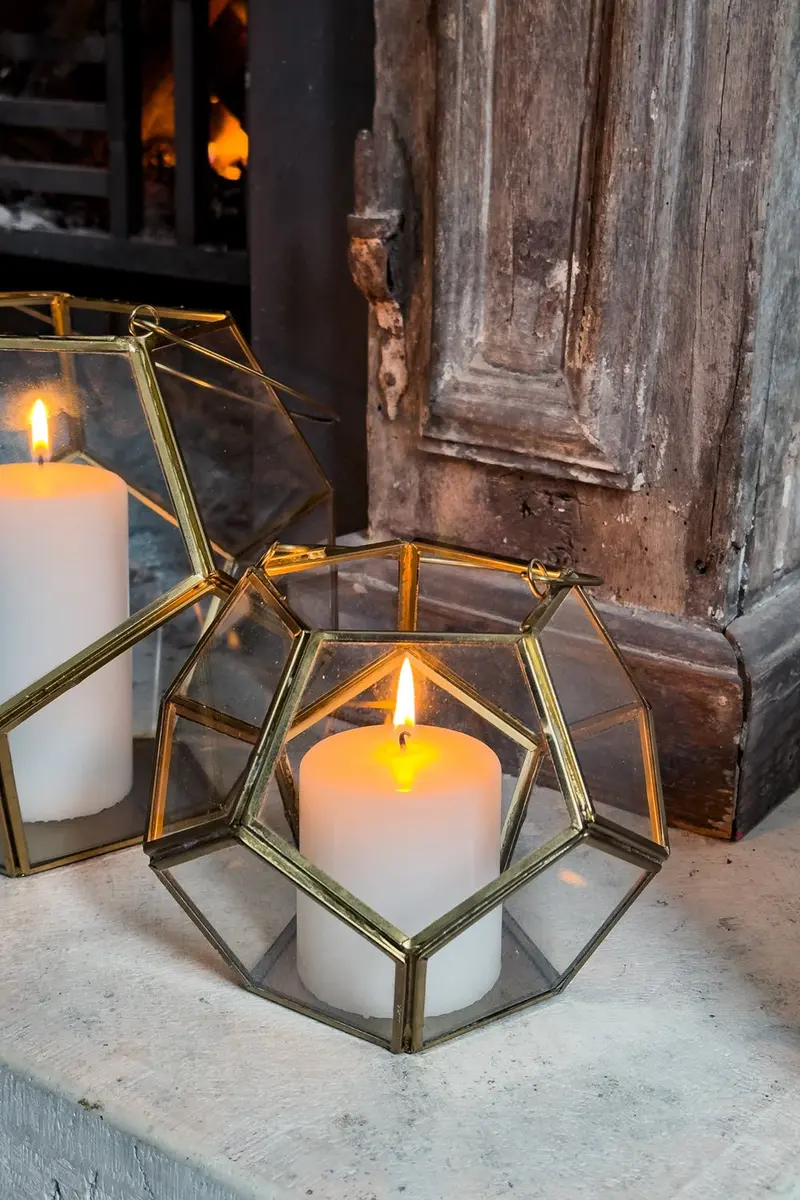 Portavelas De Cristal Dorado Con Diseño De Esfera Pequeño