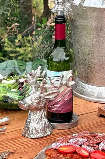 Posa botellas Plateado Con Diseño De Ciervo