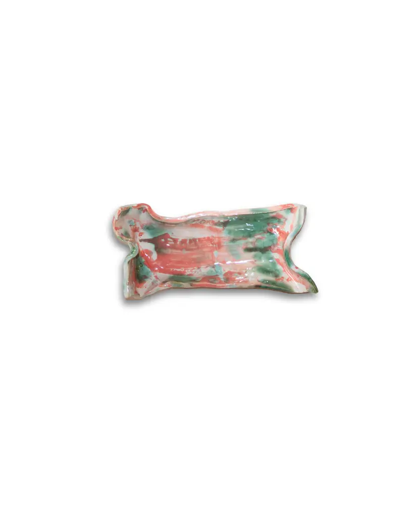 POTTERY RECTANGULAR PEQUEÑO (coral y verde)