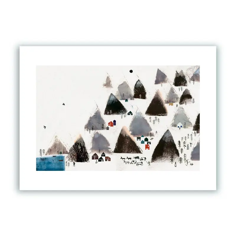Pueblo Entre Montañas Impresión Giclée