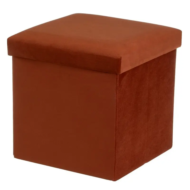 Puf arcón plegable color rojo para almacenaje con tapa de 38x38x38cm