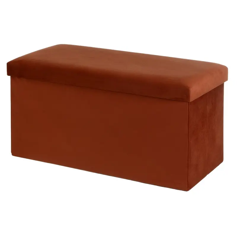 Puf arcón plegable color rojo para almacenaje con tapa de 76x38x38cm