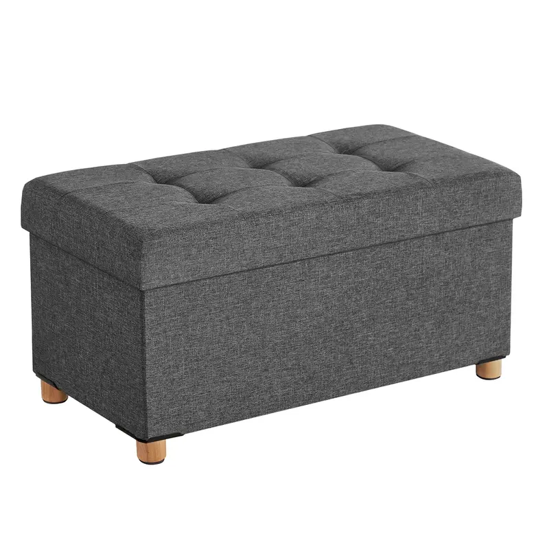 Puff Almacenaje Plegable con Patas para Sala de Estar Dormitorio Entrada