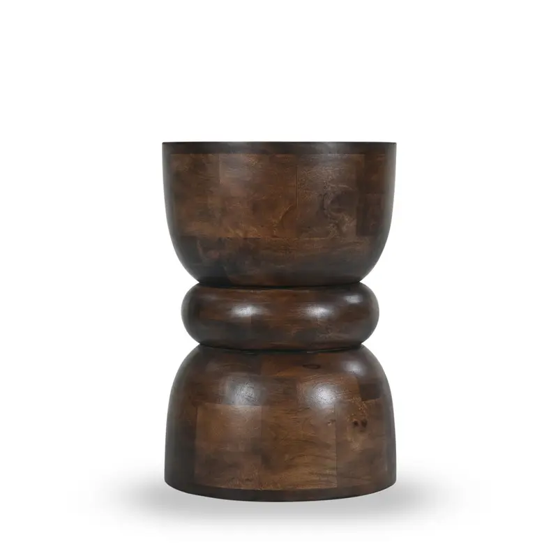 PULAU - Mesa auxiliar de madera maciza ø33,5cm