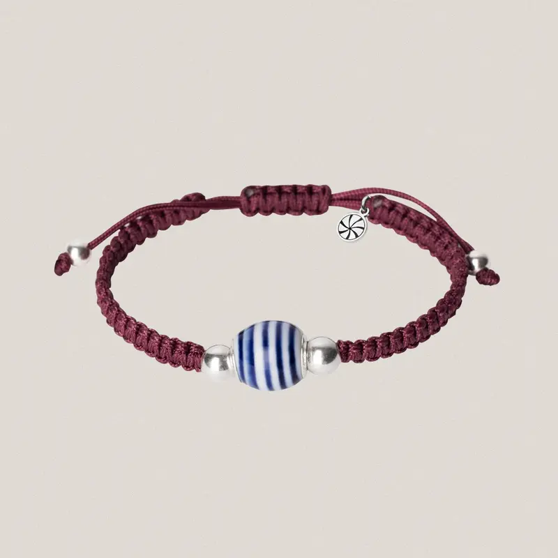 Pulsera Rodas Cordón Burdeos Cuarzo