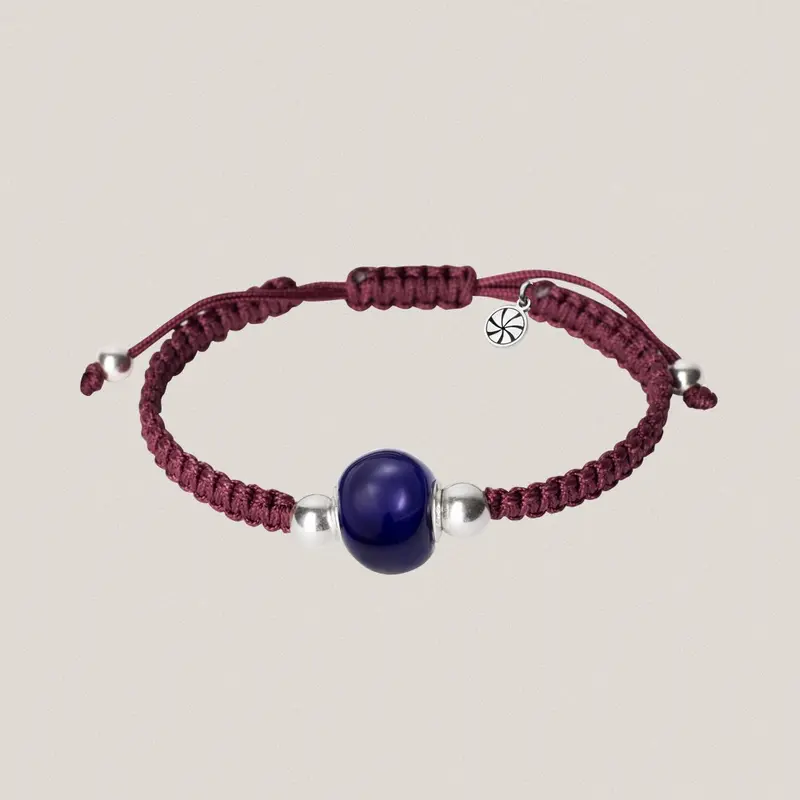 Pulsera Rueta Cordón Burdeos Cuarzo
