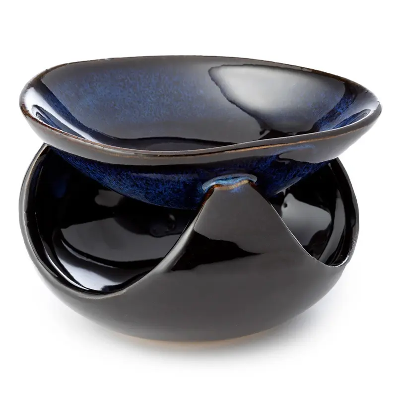 Quemador de Wax Melts Cerámica de Lujo - Esmeralda Nocturna - Azul y Negro