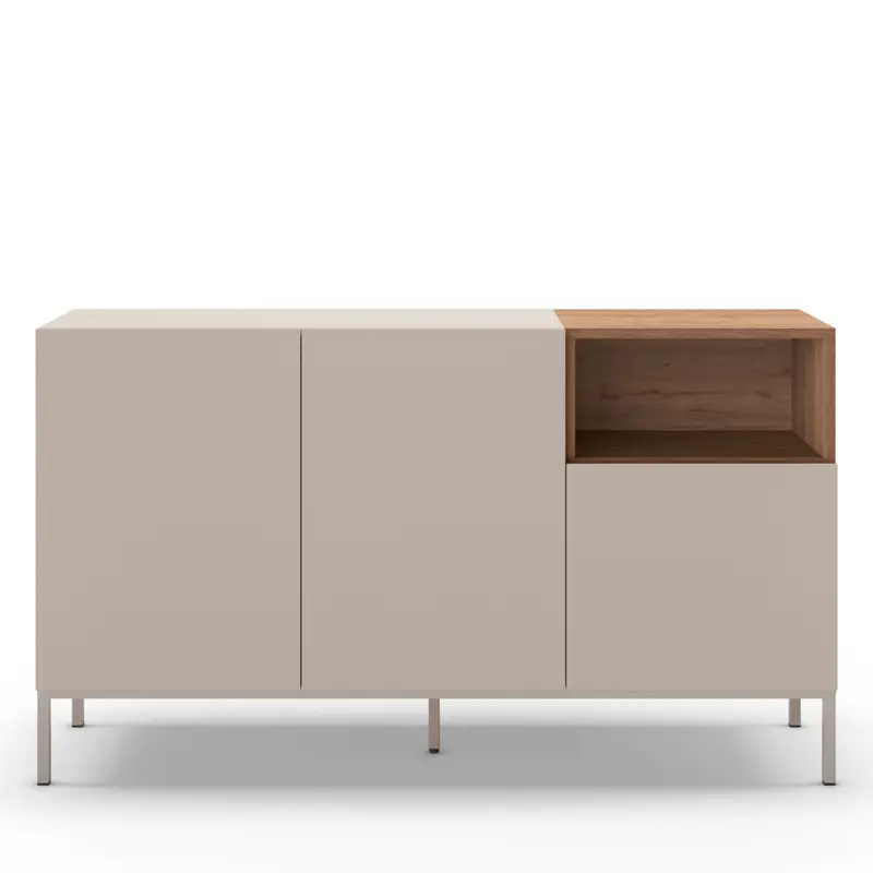 Quenor - Aparador de 3 puertas de madera y metal L140cm
