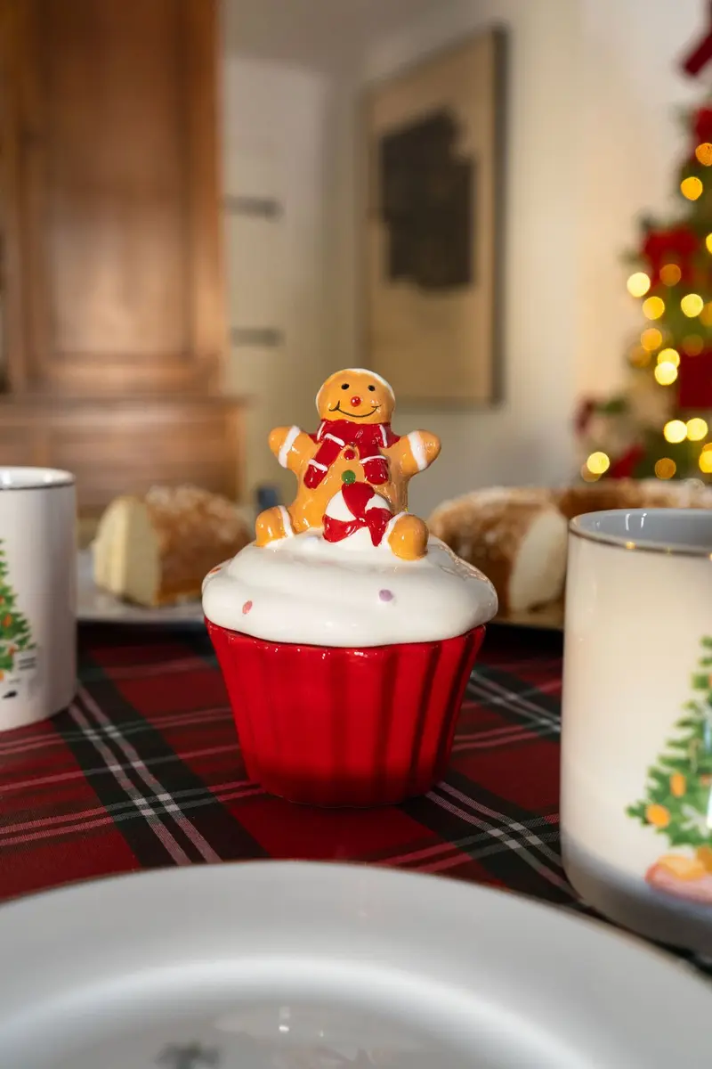 Recipiente Con Tapa Diseño Cupcake Navidad