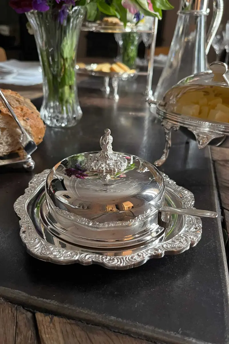 Recipiente De Plata Y Cristal Co