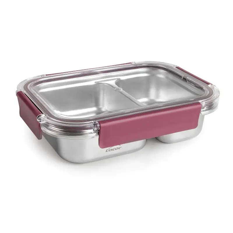 Recipiente hermético TwoGo Lacor con 2 compartimentos – 730 ml