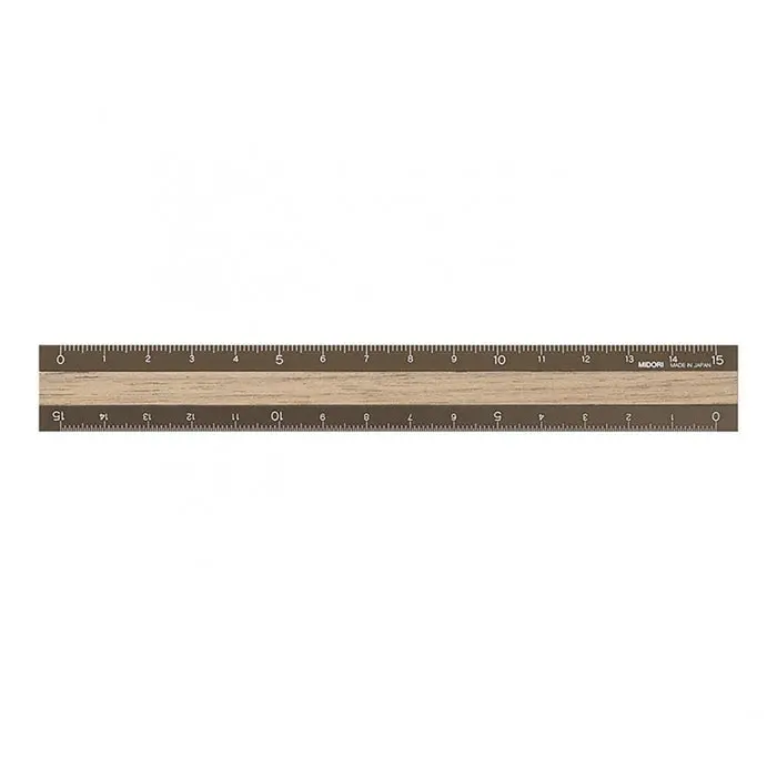 Regla de Aluminio y Madera 15cm Marrón/Marrón Oscuro
