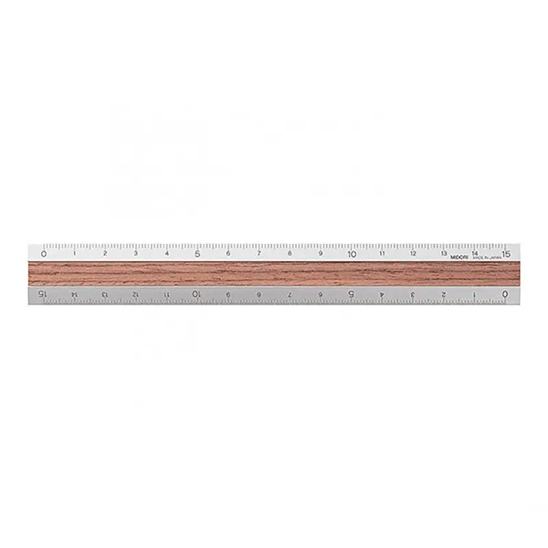 Regla de Aluminio y Madera 15cm Marrón Oscuro