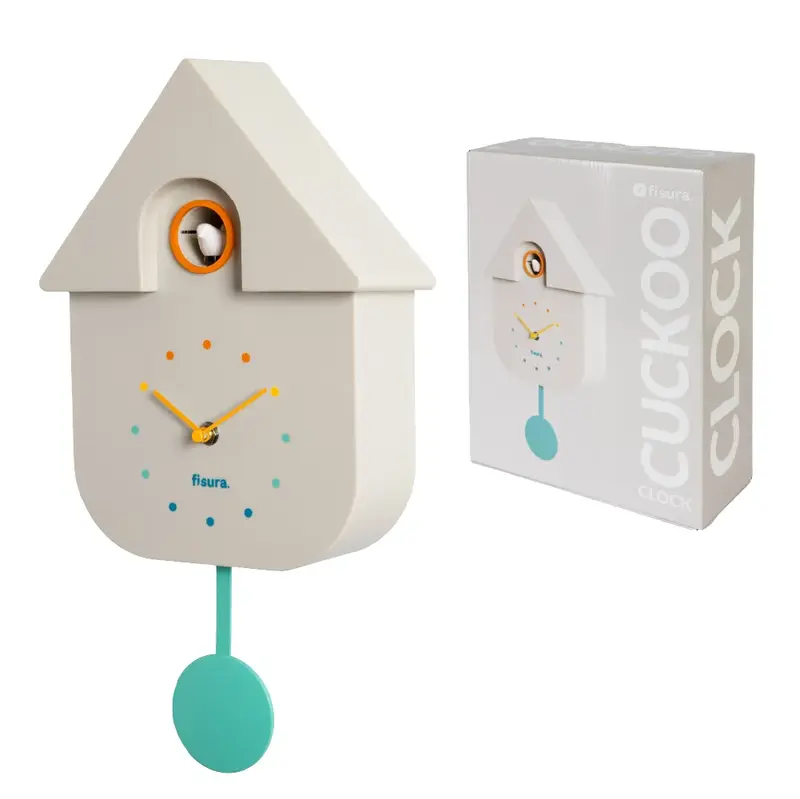 Reloj de cuco blanco con dial multicolor