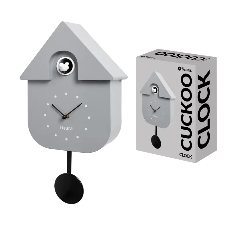Reloj de cuco gris con dial blanco