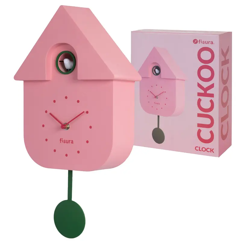 Reloj de cuco rosa y verde