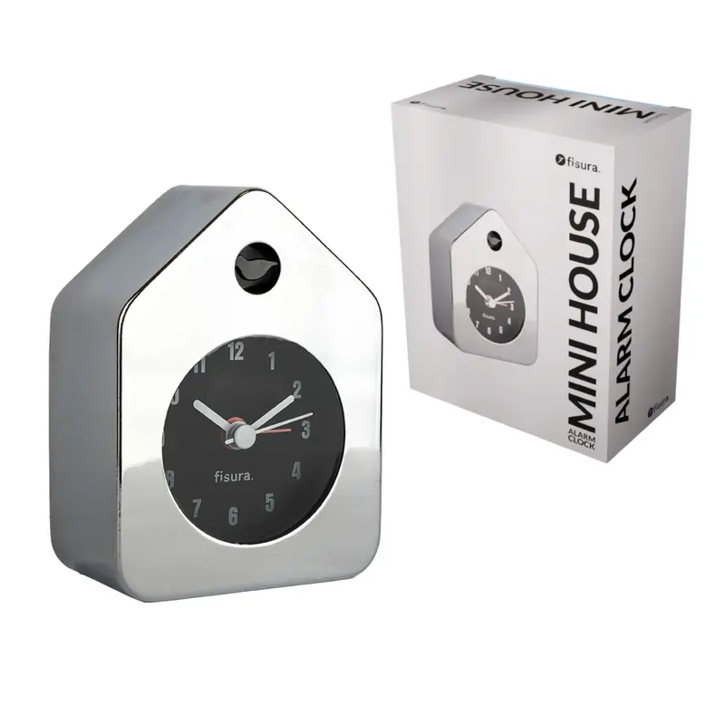 Reloj despertador casita mini cromo