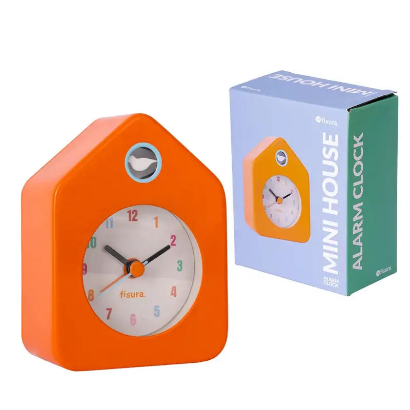 Reloj despertador casita mini naranja