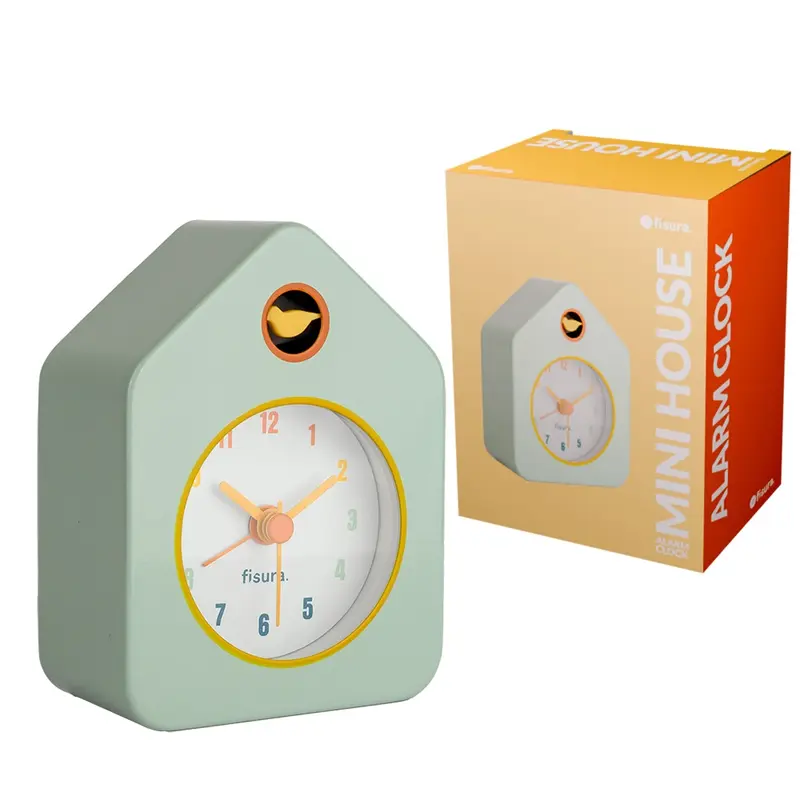 Reloj despertador casita mini verde menta