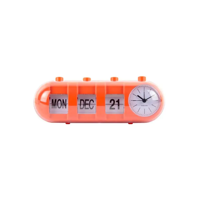 Reloj Despertador Retro Tube Calendar Flip Naranjo