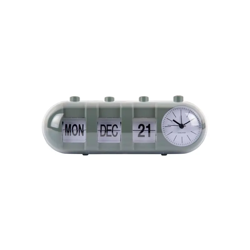 Reloj Despertador Retro Tube Calendar Flip Verde