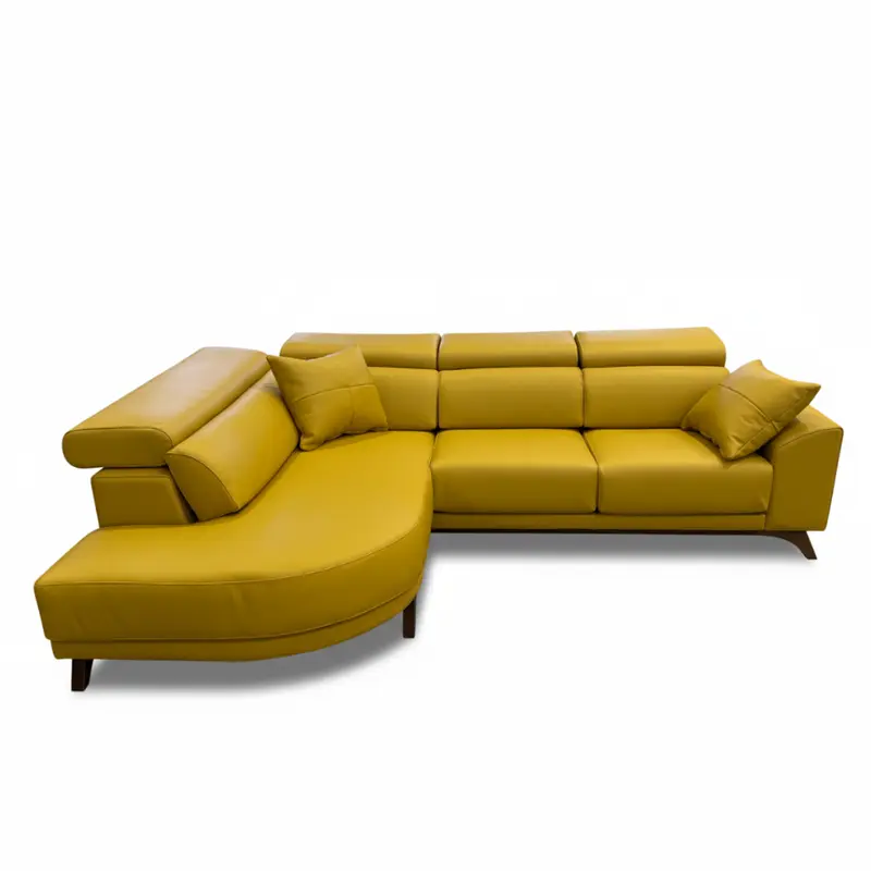 Rinconera de diseño abierto curvo modelo MADEIRA Tapizado Piel