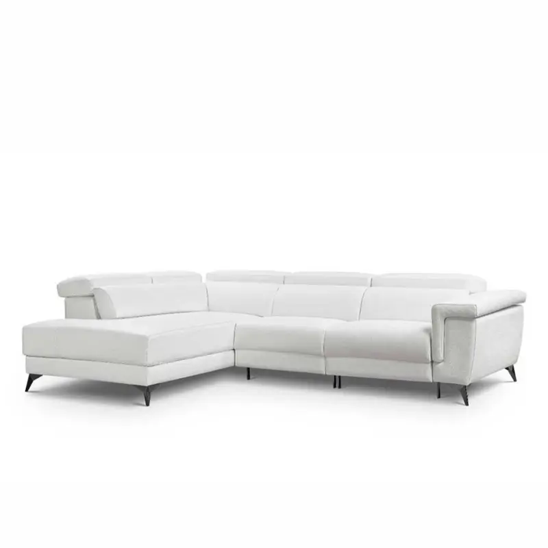 Rinconera diseño abierto con 2 asientos relax motorizados modelo RENZZO Tapizado Piel