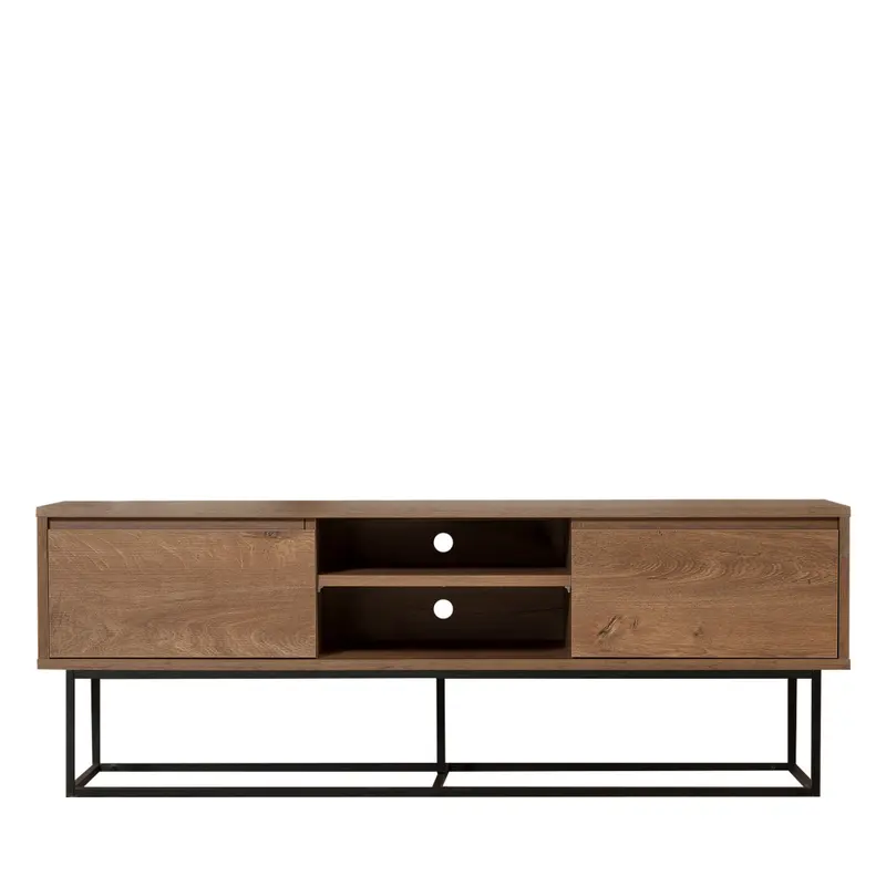 Roa - Mueble TV de 2 cajones en madera y metal L140cm