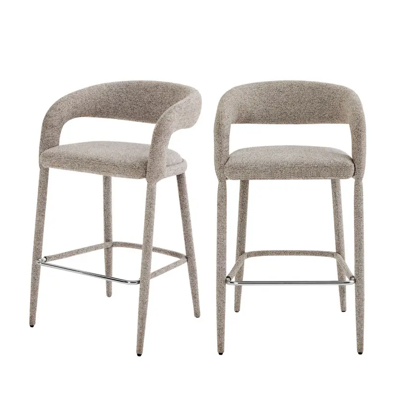 Romy - Lote de 2 taburetes de bar de tela H75cm