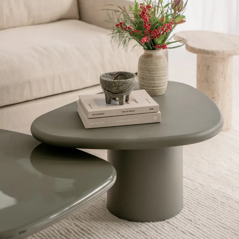 Salontafel Tille - 90 cm - StoneSkin - Kaki Claro