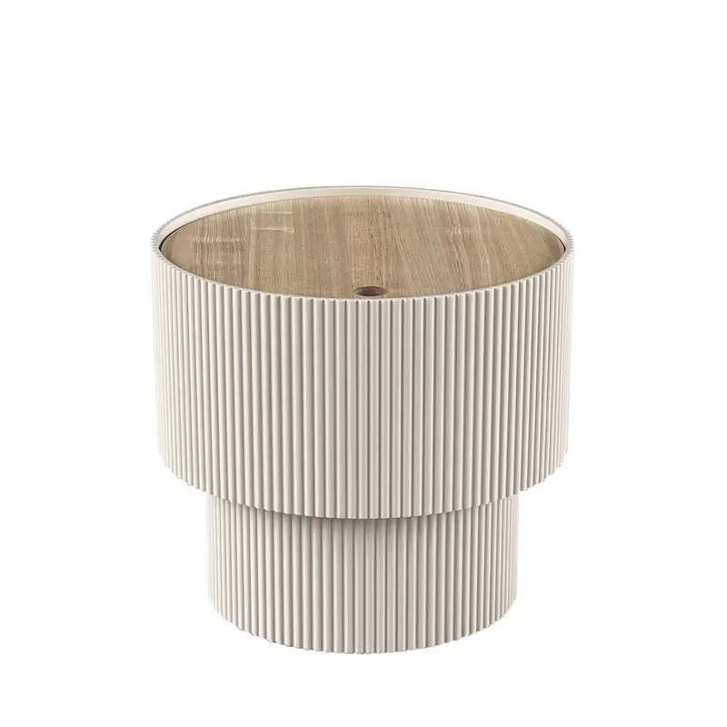 SAND I - Mesa auxiliar con almacenamiento de madera ø38,5cm