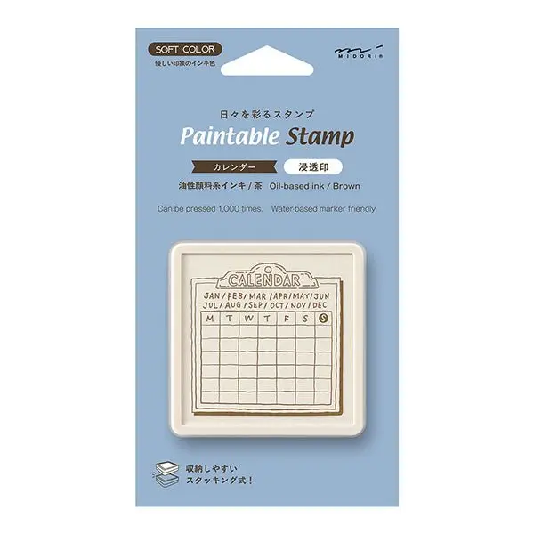 Sello Pre-inked Soft Color Calendar Monday Start Brown