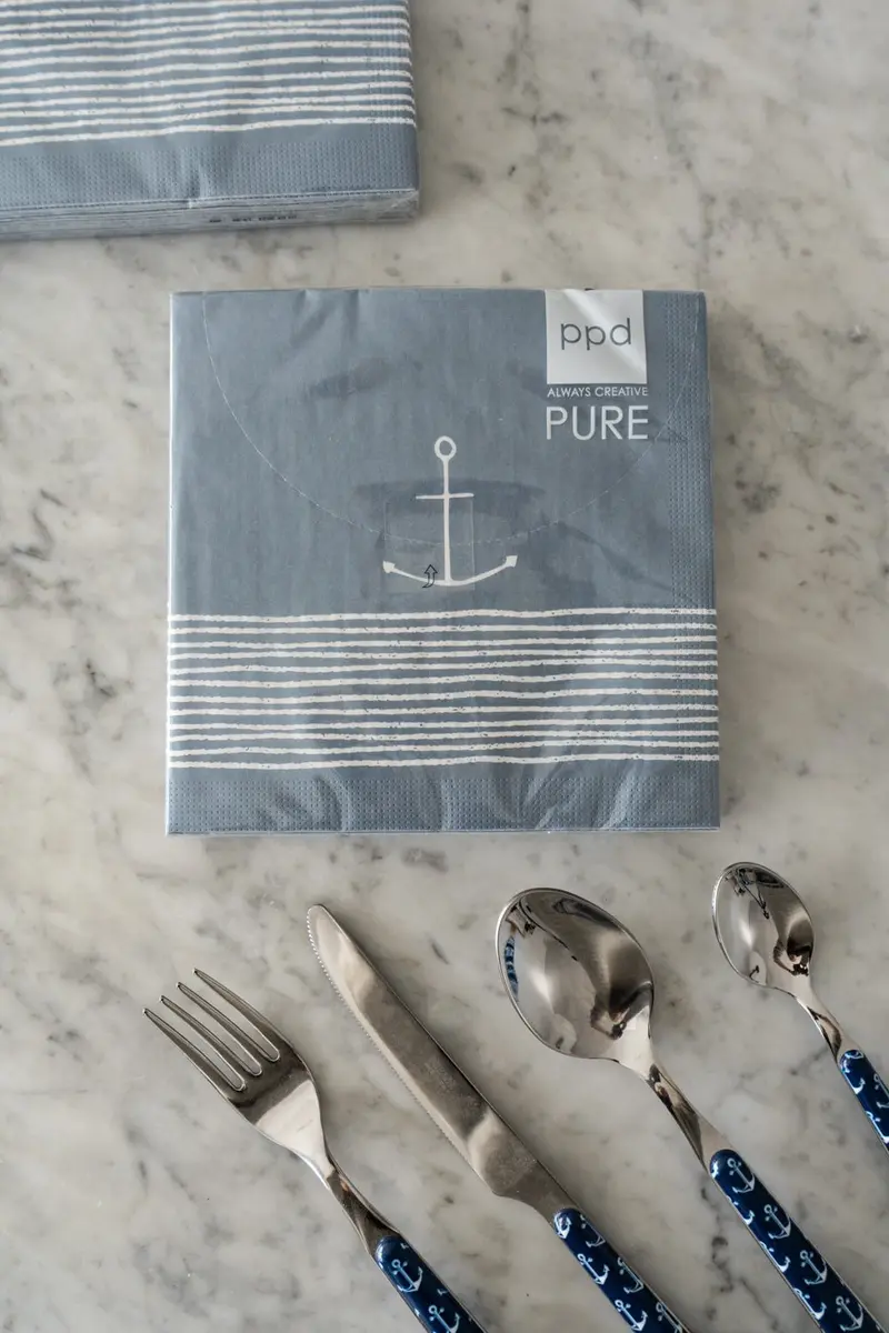 Servilletas Azules Con Diseño De Ancla Grandes