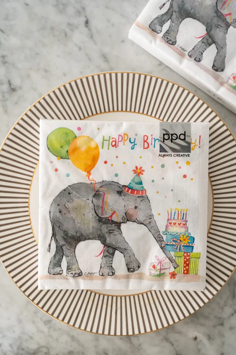 Servilletas Elefante & Happy Birthday Grandes