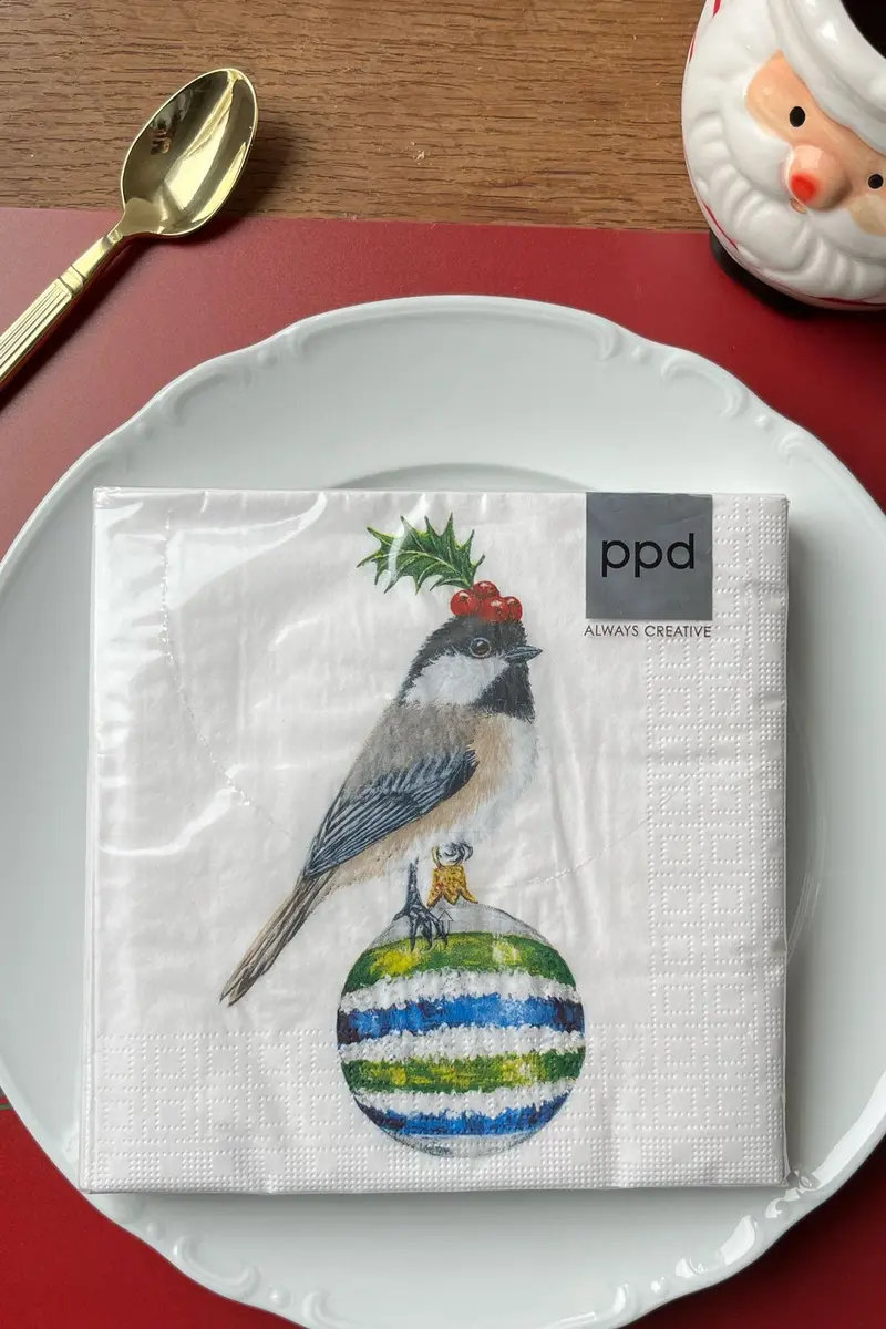 Servilletas Pájaro con Adorno Navideño