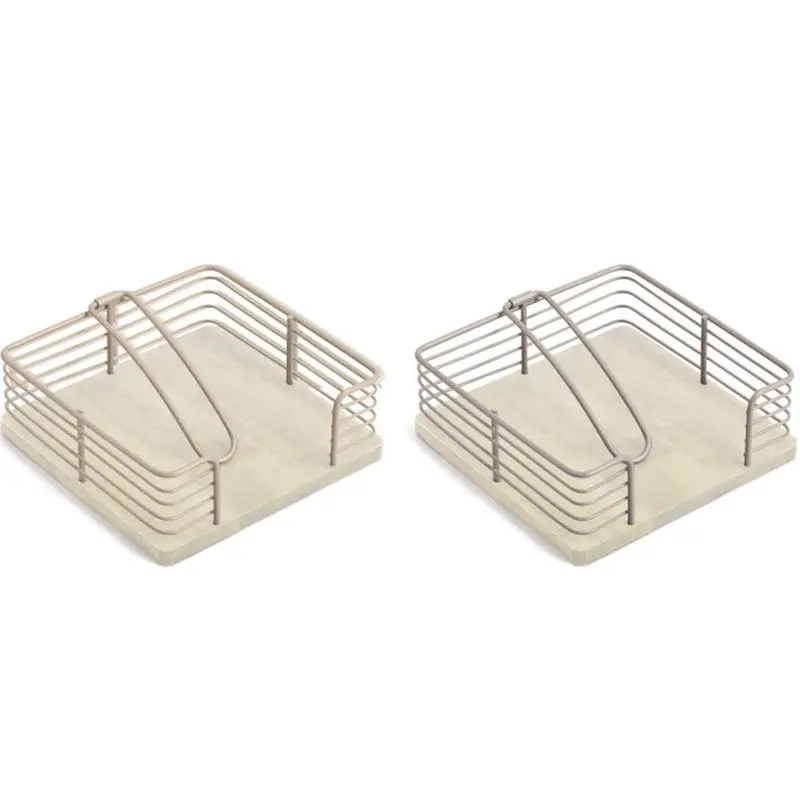 SERVILLETERO METAL RUBBERWOOD 18X18X7CM 2 SURT.