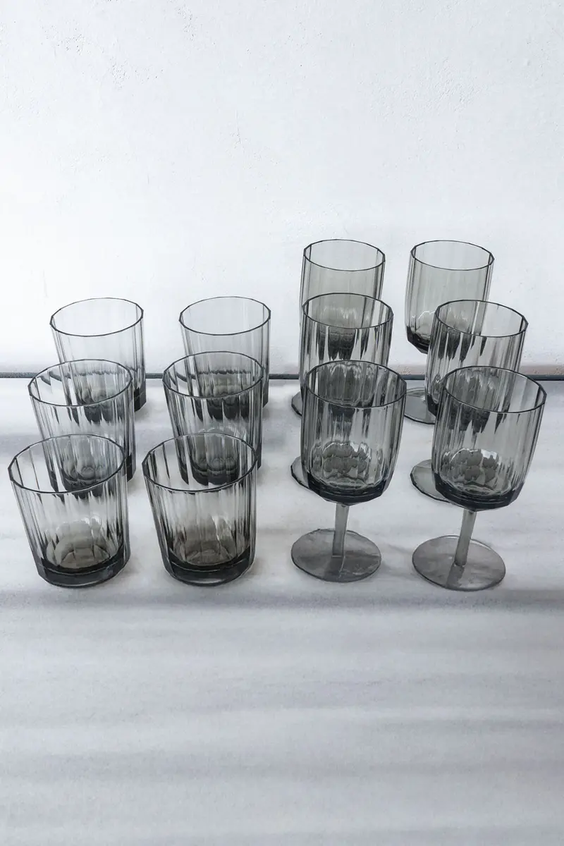 Set 12 Piezas Cristalería Acrílica Gris