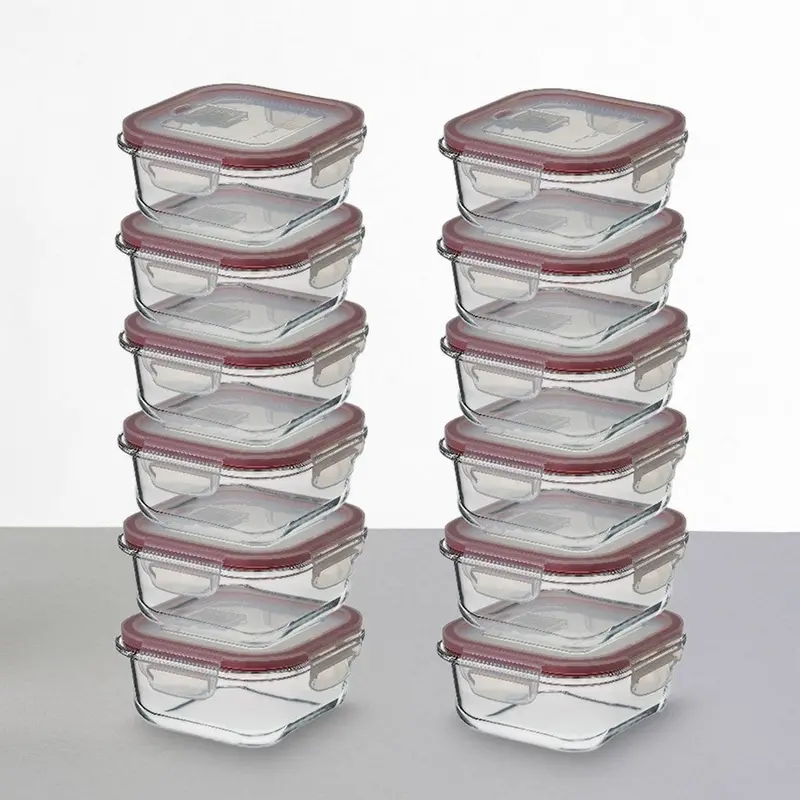 Set 12 tapers rectangulares de cristal borosilicato de 1100 ml
