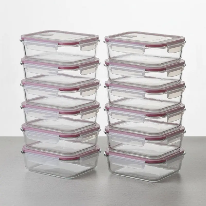 Set 12 tapers rectangulares de cristal borosilicato de 1500 ml