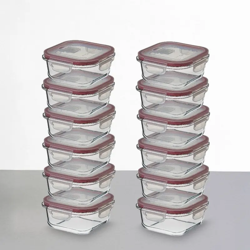 Set 12 tapers rectangulares de cristal borosilicato de 800 ml