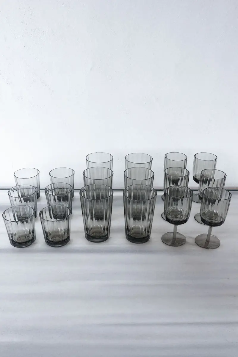 Set 18 Piezas Cristalería Acrílica Gris