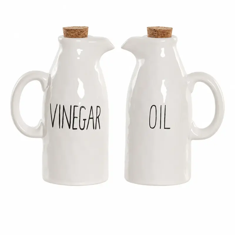 SET 2 ACEITERA VINAGRERA PORCELANA/CORCHO