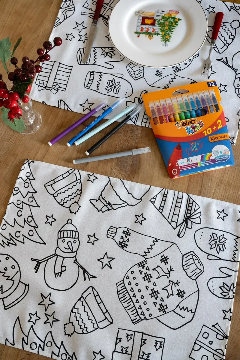 Set 2 Individuales Coloreables Infantiles Con Motivos Navideños