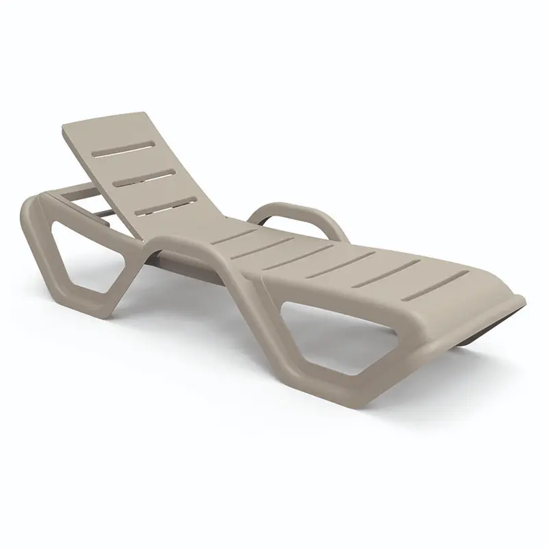 Set 2 Tumbonas Monoblock Topo (Beige Grisáceo) | Polietileno Exterior