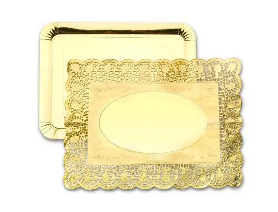 SET 3 BANDEJAS + 3 BLONDAS RECTANGULARES ORO