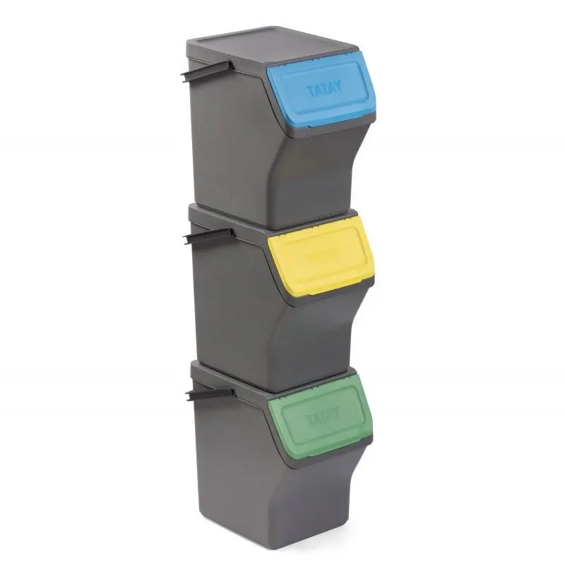 SET 3 CUBOS RECICLAJE MODULAR 20L GRIS